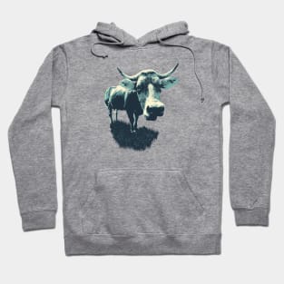 Vintage classic retro cow in field Hoodie